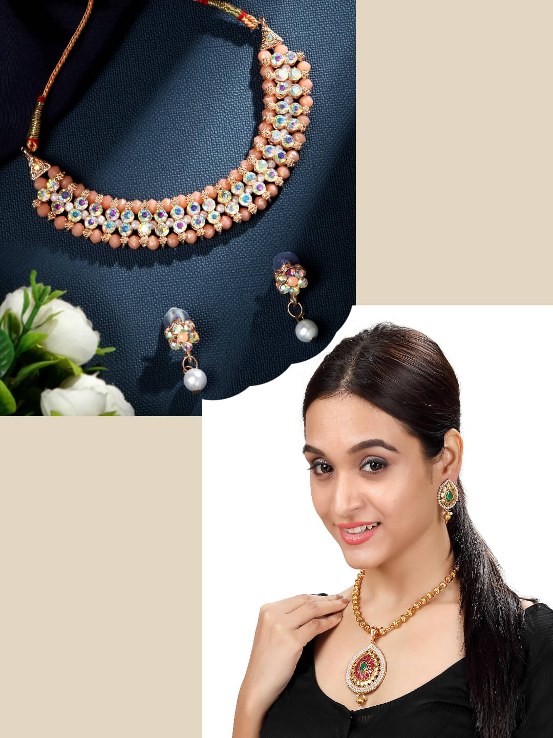     			Asmitta Jewellery Multi Color Alloy Necklace Set ( Pack of 2 )