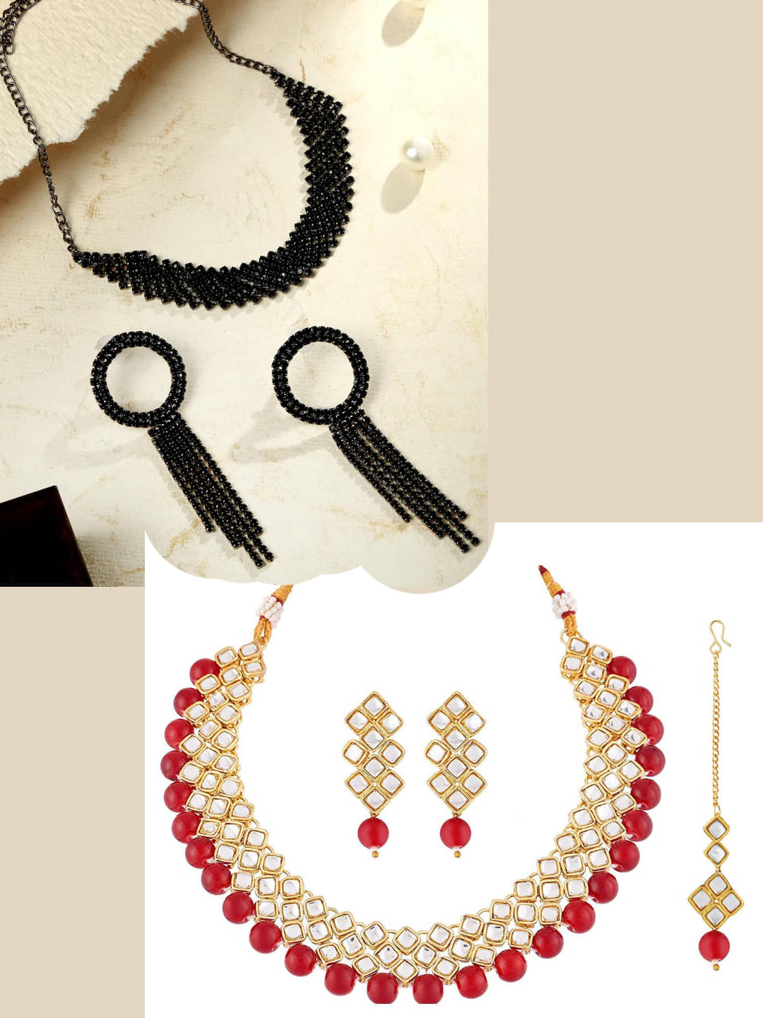 Asmitta Jewellery Multi Color Alloy Necklace Set ( Pack of 2 ) Asmitta Jewellery Multi Color Alloy Necklace Set ( Pack of 2 )