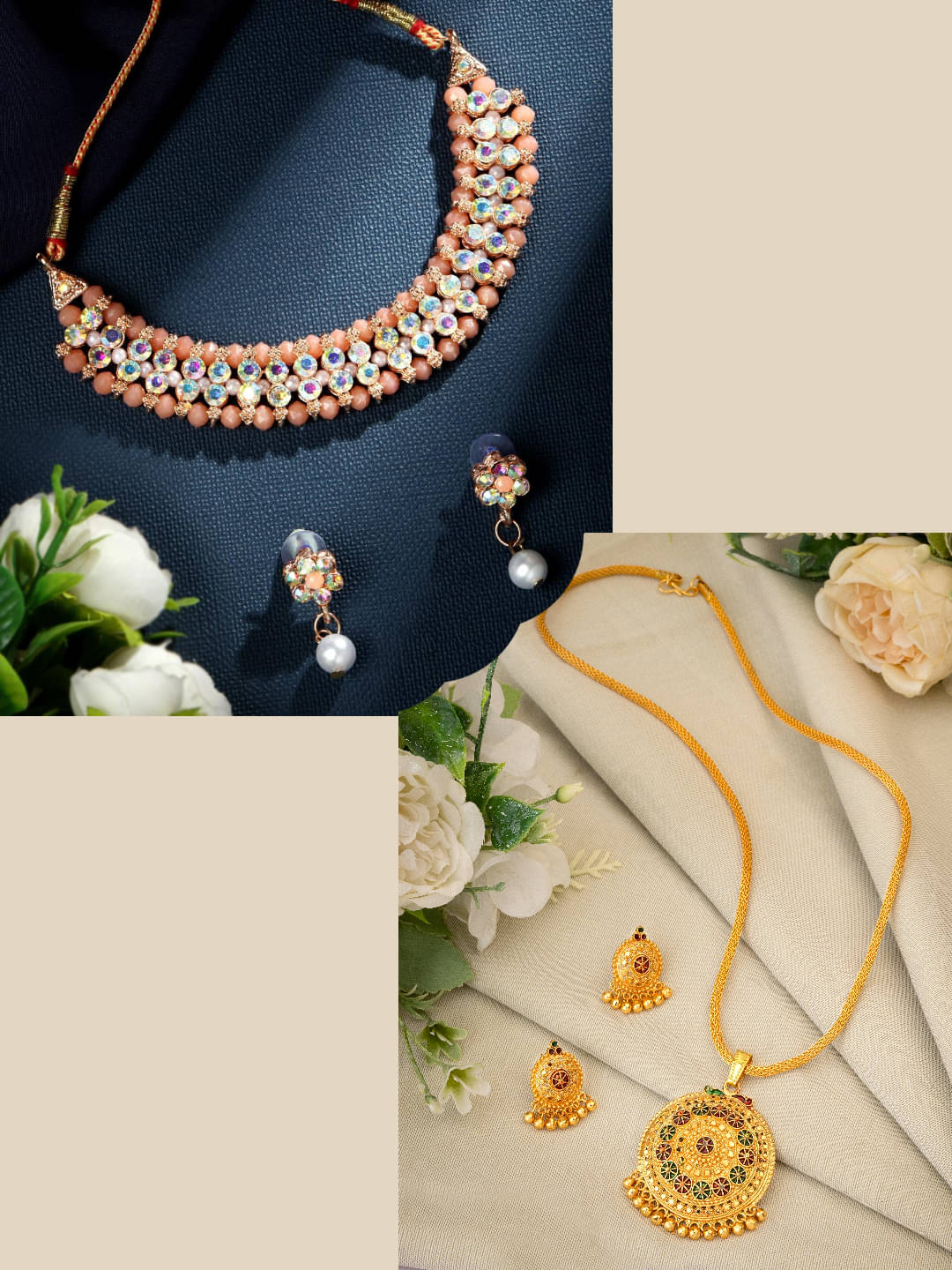     			Asmitta Jewellery Multi Color Alloy Necklace Set ( Pack of 2 )