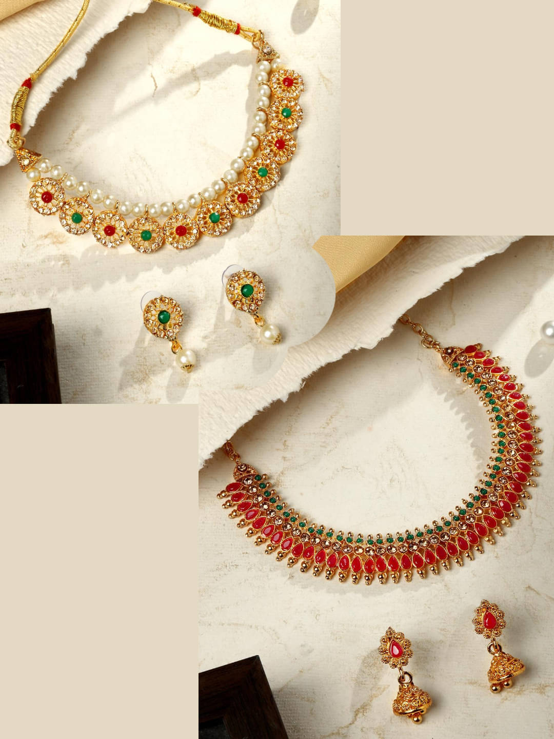     			Asmitta Jewellery Multi Color Alloy Necklace Set ( Pack of 2 )
