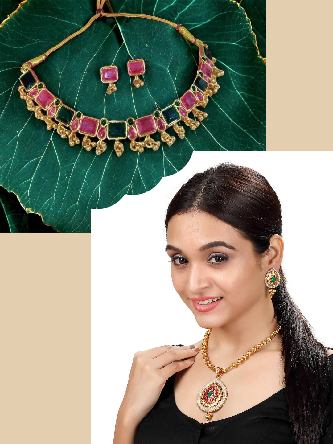     			Asmitta Jewellery Multi Color Alloy Necklace Set ( Pack of 2 )
