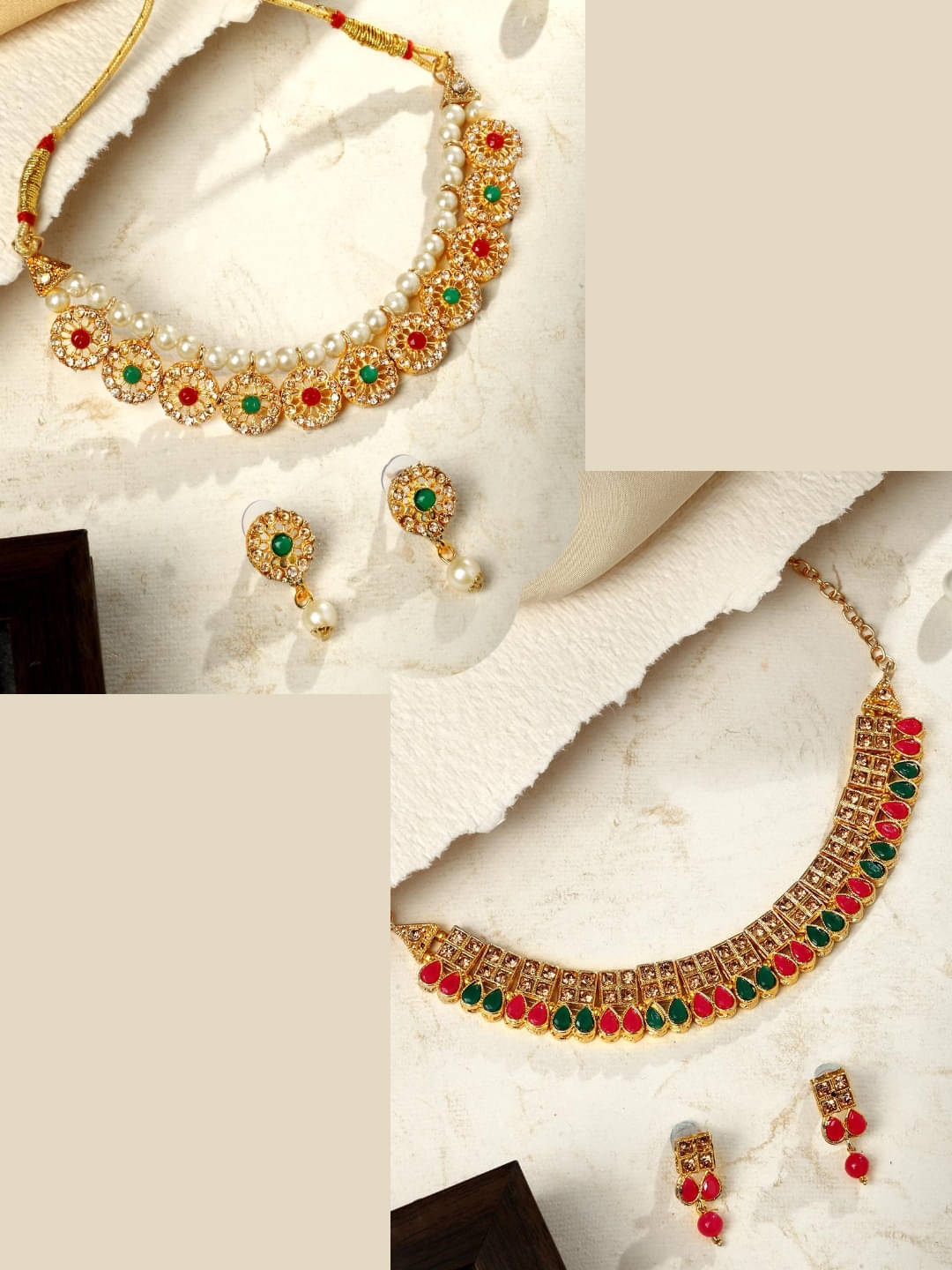 Asmitta Jewellery Multi Color Alloy Necklace Set ( Pack of 2 ) Asmitta Jewellery Multi Color Alloy Necklace Set ( Pack of 2 )