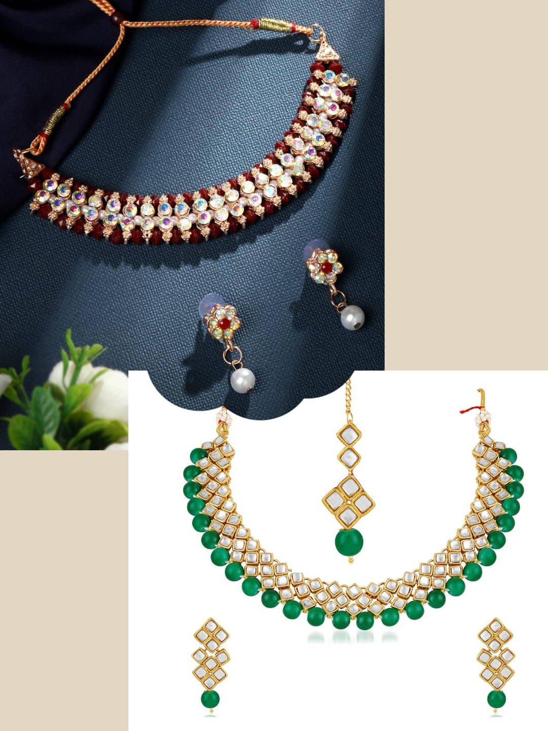 Asmitta Jewellery Multi Color Alloy Necklace Set ( Pack of 2 ) Asmitta Jewellery Multi Color Alloy Necklace Set ( Pack of 2 )