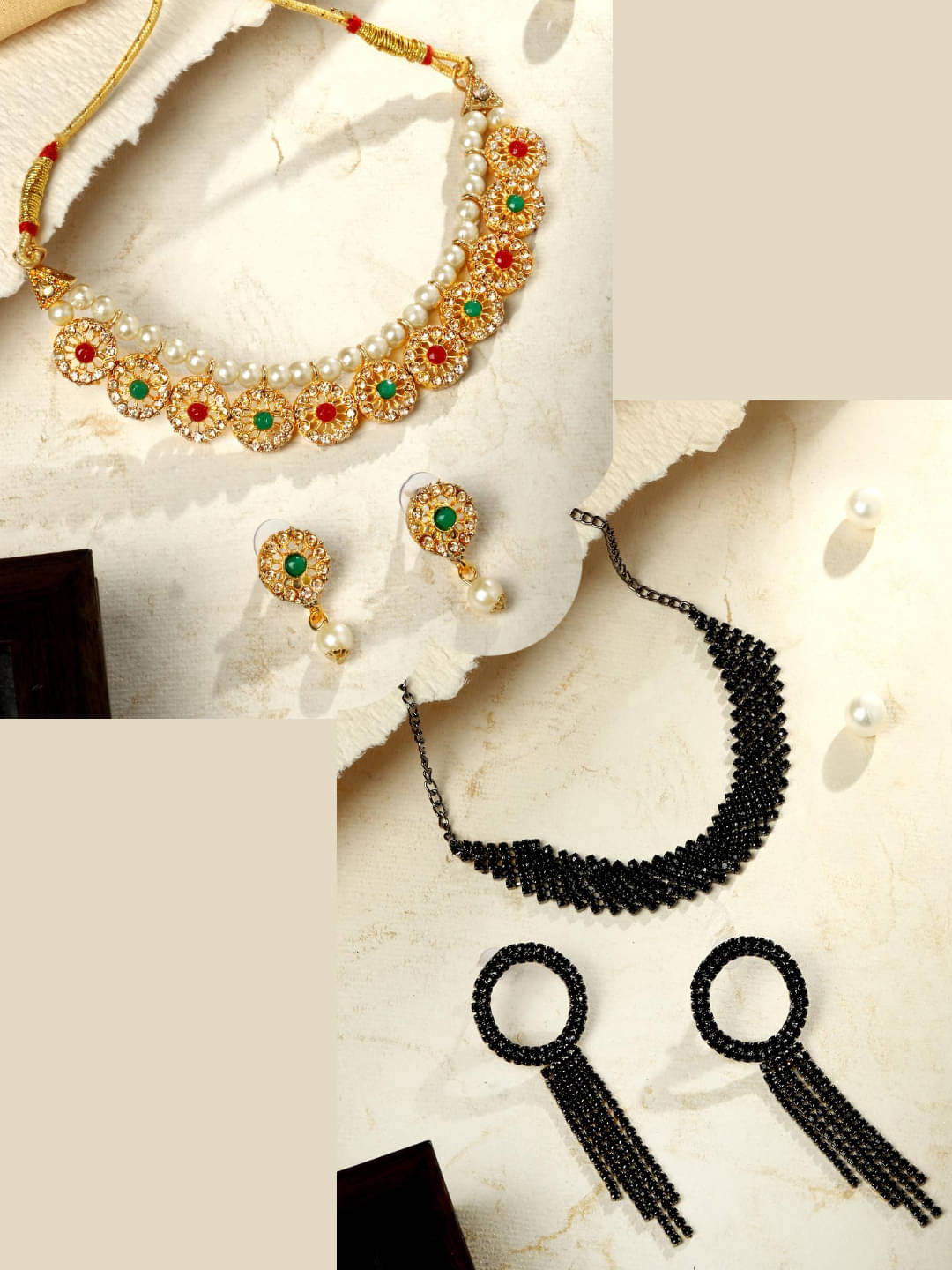     			Asmitta Jewellery Multi Color Alloy Necklace Set ( Pack of 2 )