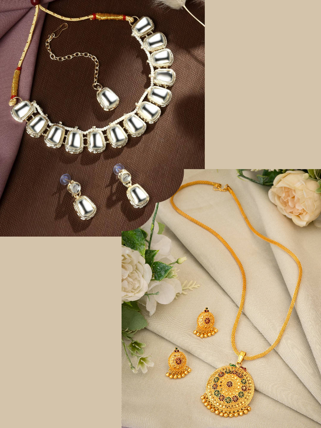     			Asmitta Jewellery Multi Color Alloy Necklace Set ( Pack of 2 )