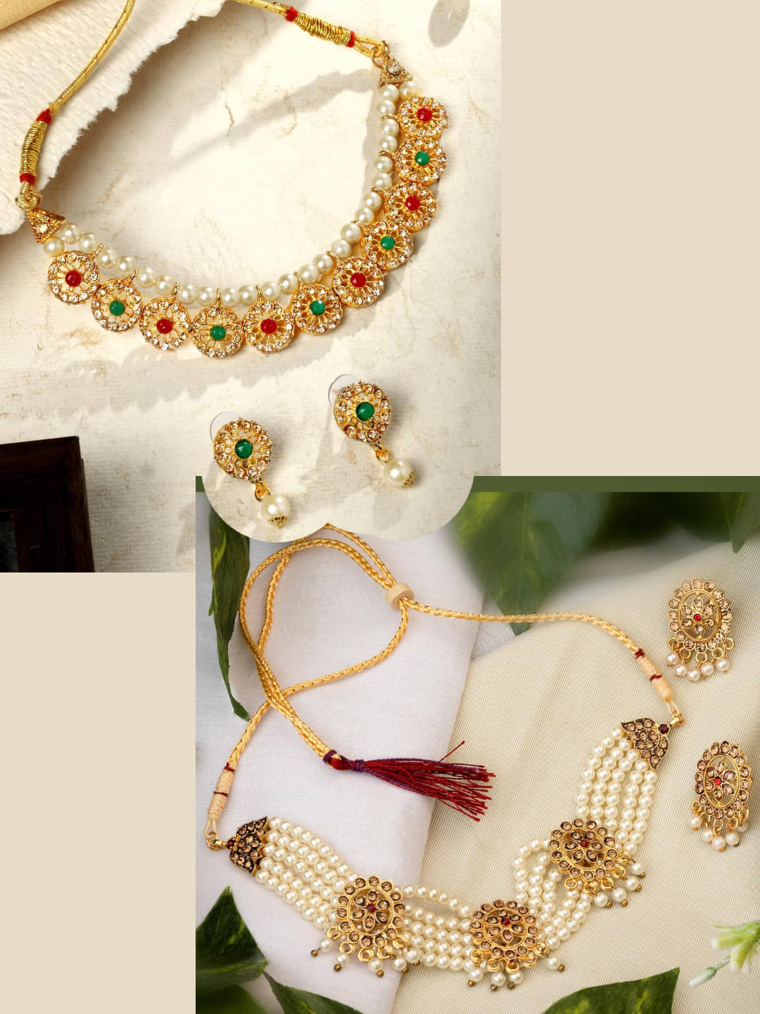     			Asmitta Jewellery Multi Color Alloy Necklace Set ( Pack of 2 )