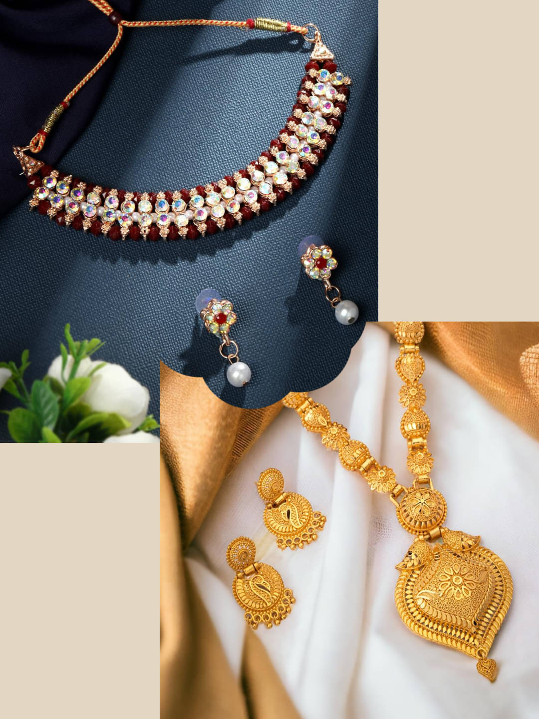     			Asmitta Jewellery Multi Color Alloy Necklace Set ( Pack of 2 )
