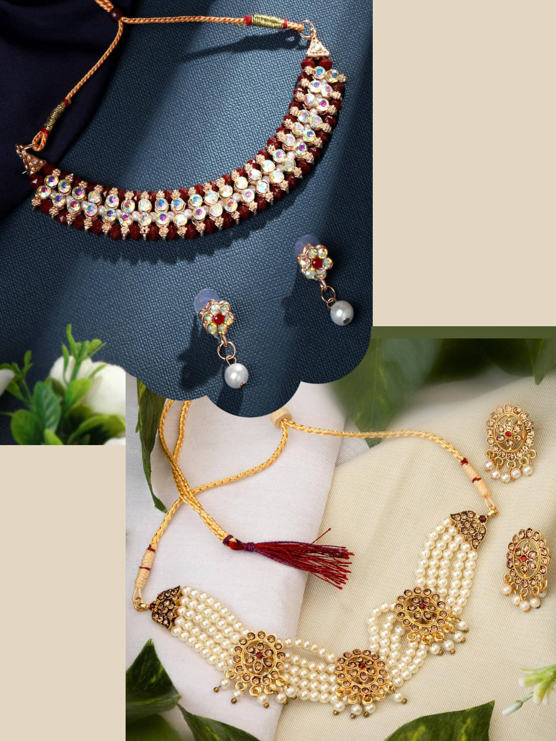     			Asmitta Jewellery Multi Color Alloy Necklace Set ( Pack of 2 )