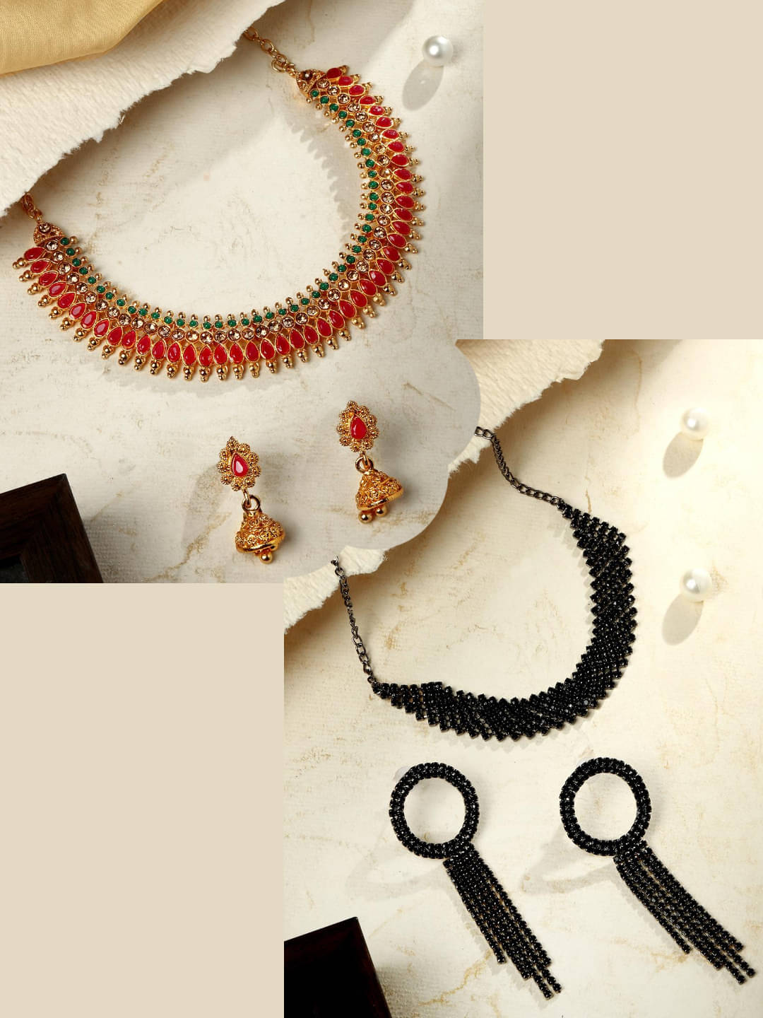     			Asmitta Jewellery Multi Color Alloy Necklace Set ( Pack of 2 )