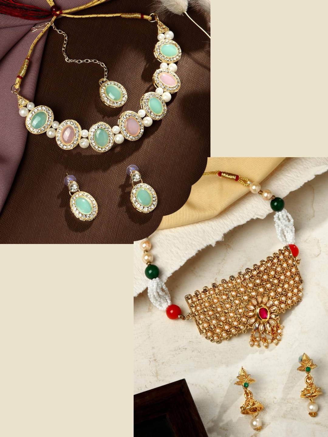 Asmitta Jewellery Multi Color Alloy Necklace Set ( Pack of 2 ) Asmitta Jewellery Multi Color Alloy Necklace Set ( Pack of 2 )
