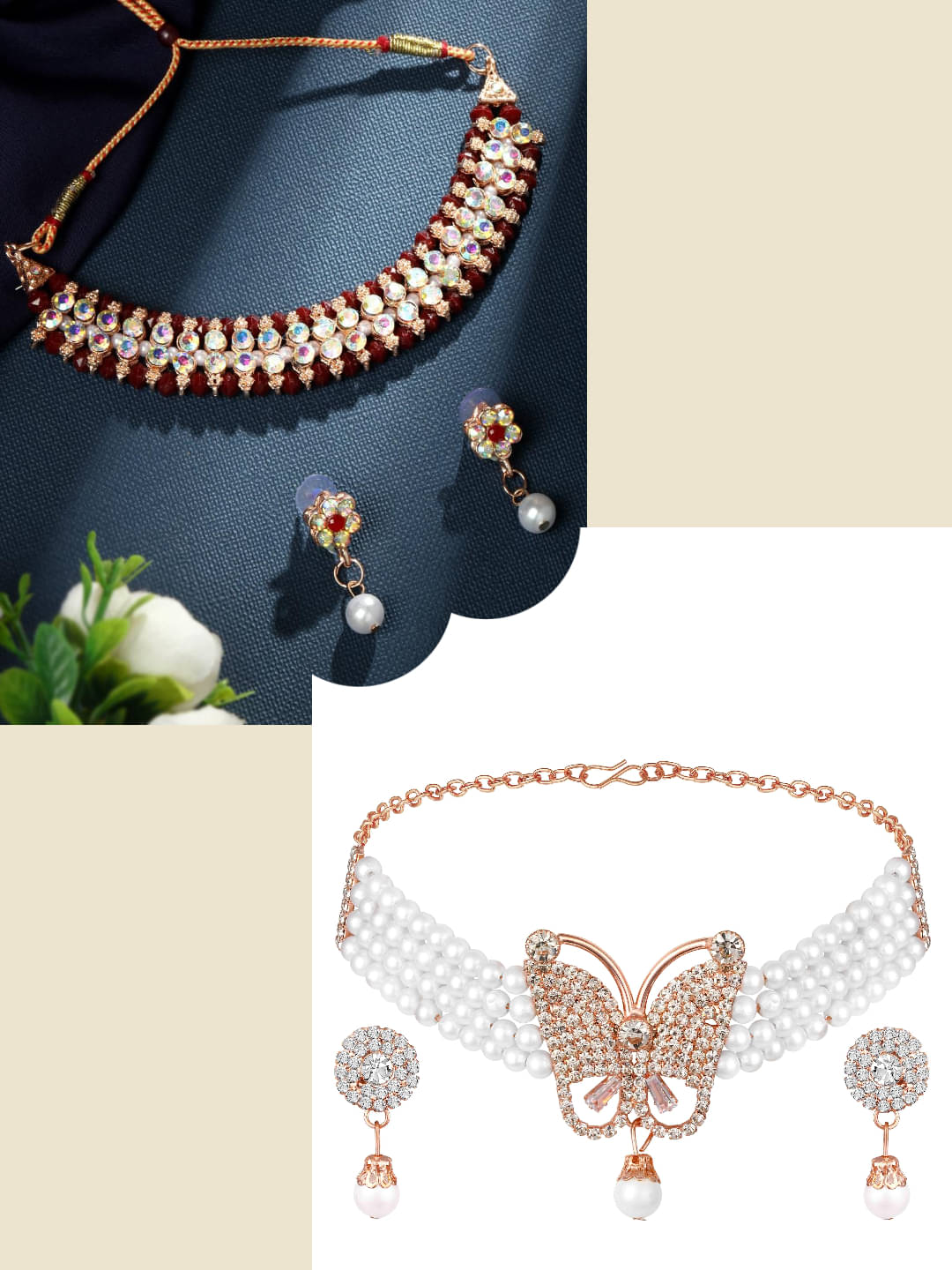 Asmitta Jewellery Multi Color Alloy Necklace Set ( Pack of 2 ) Asmitta Jewellery Multi Color Alloy Necklace Set ( Pack of 2 )