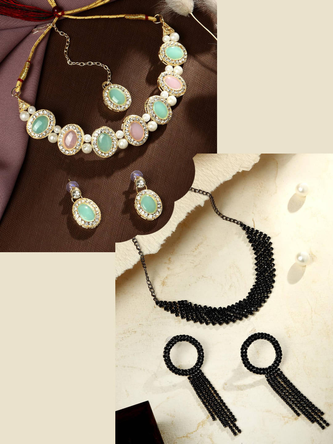     			Asmitta Jewellery Multi Color Alloy Necklace Set ( Pack of 2 )