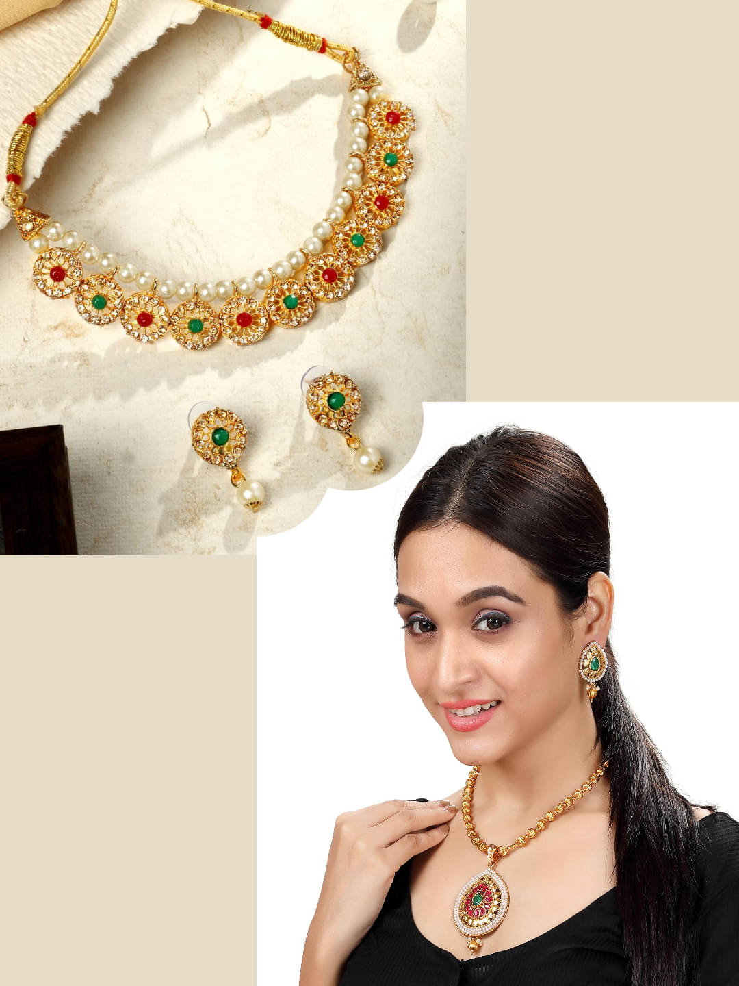     			Asmitta Jewellery Multi Color Alloy Necklace Set ( Pack of 2 )
