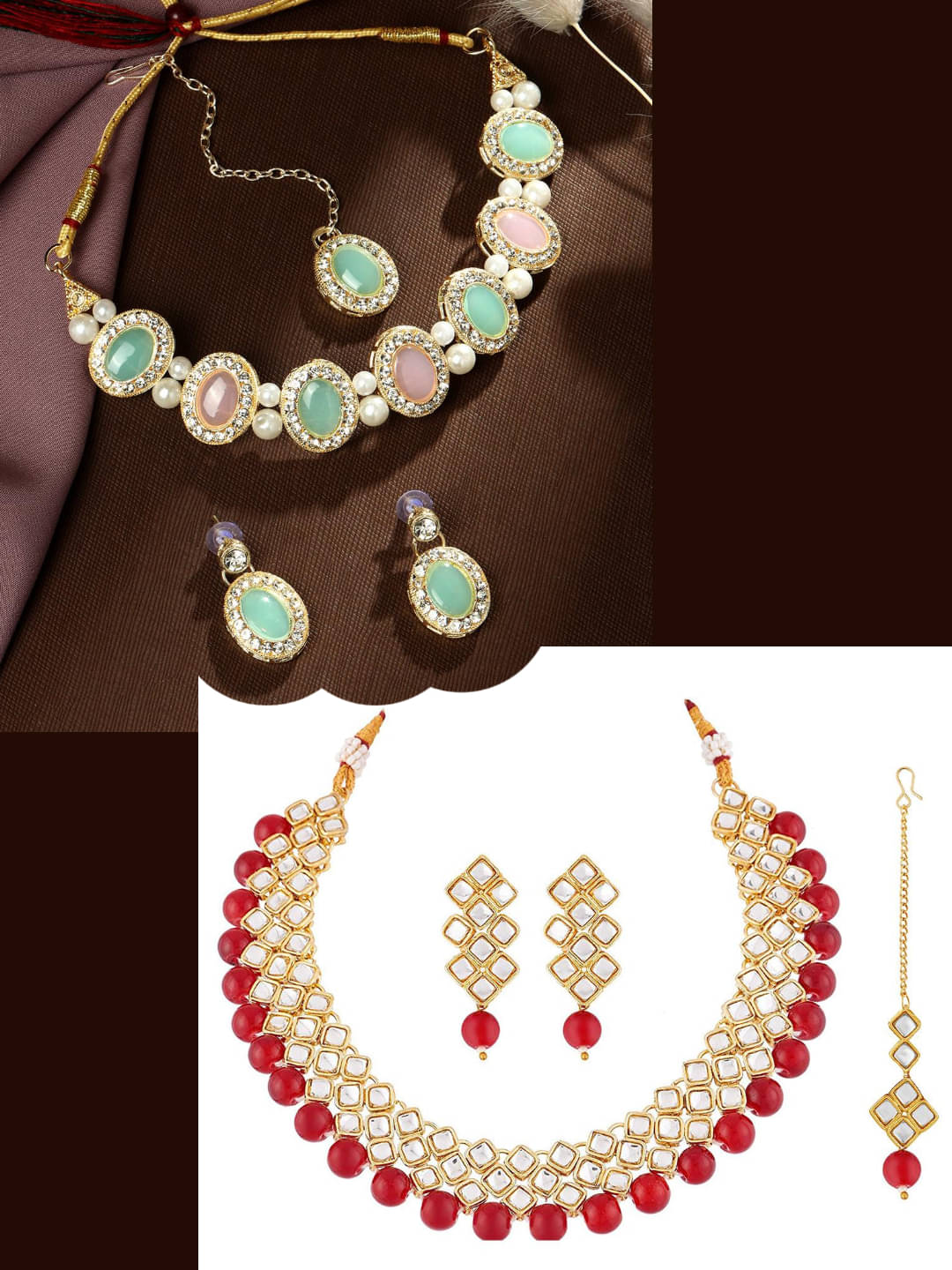 Asmitta Jewellery Multi Color Alloy Necklace Set ( Pack of 2 ) Asmitta Jewellery Multi Color Alloy Necklace Set ( Pack of 2 )