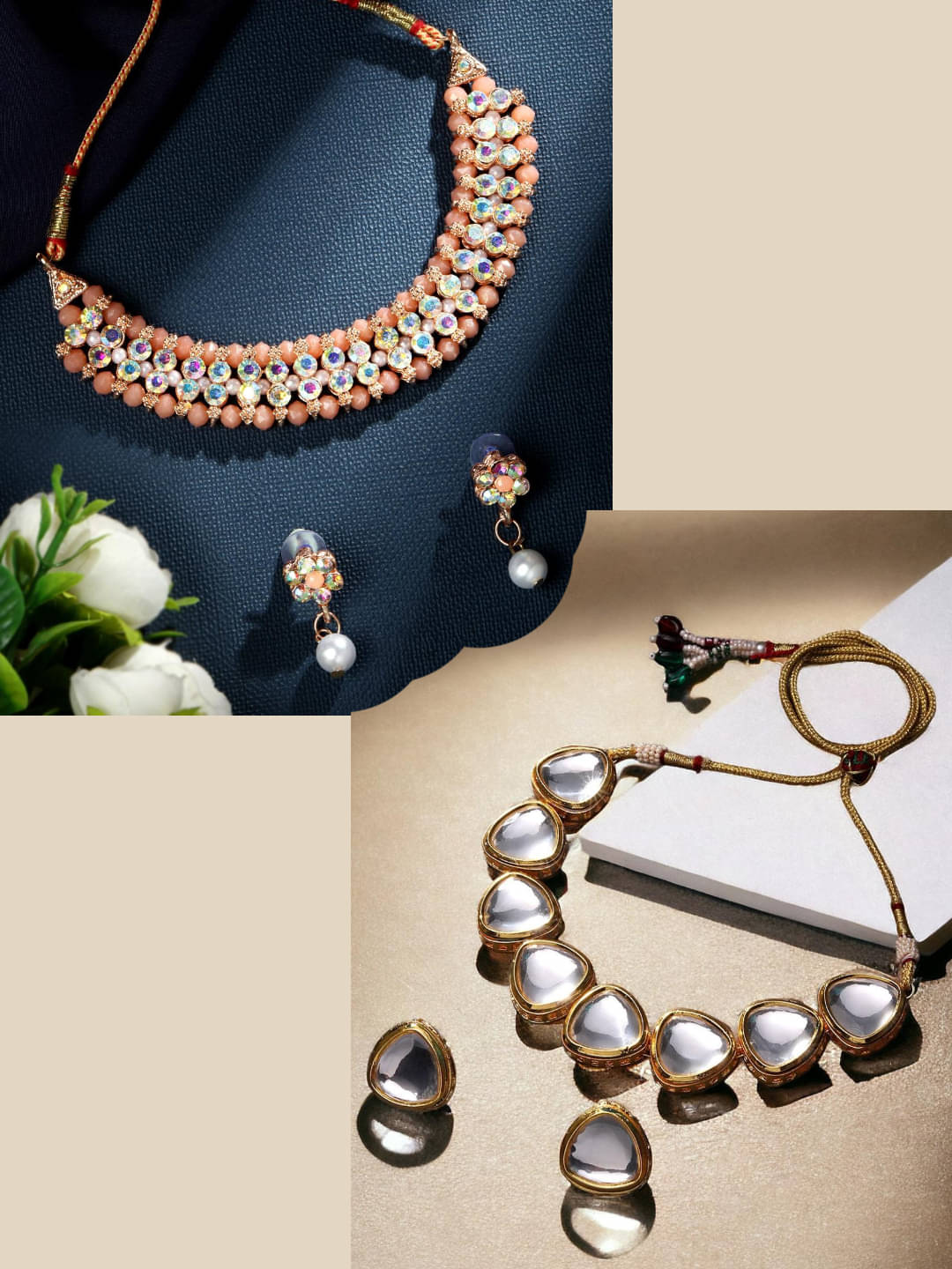     			Asmitta Jewellery Multi Color Alloy Necklace Set ( Pack of 2 )