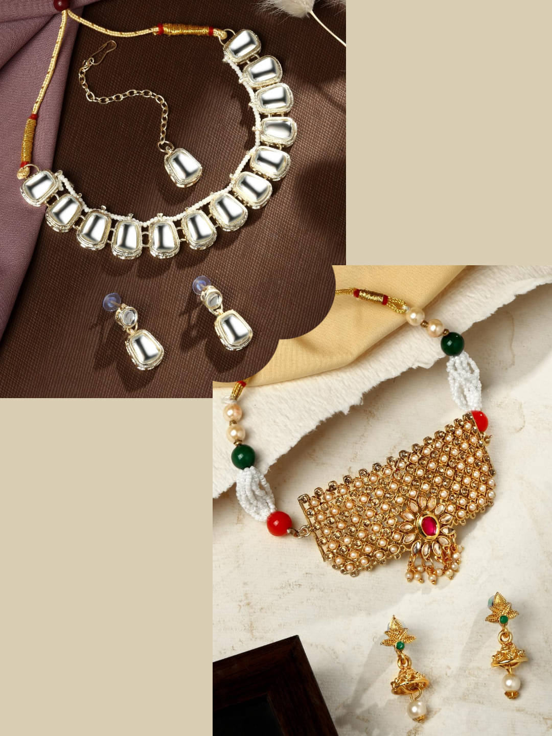     			Asmitta Jewellery Multi Color Alloy Necklace Set ( Pack of 2 )