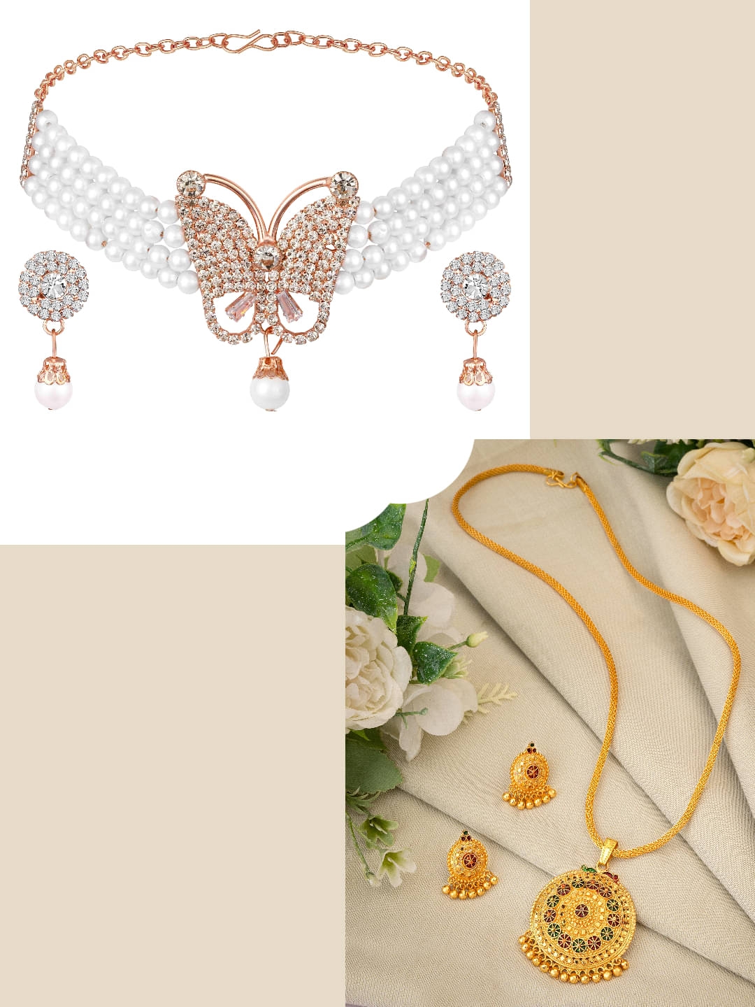     			Asmitta Jewellery Multi Color Alloy Necklace Set ( Pack of 2 )