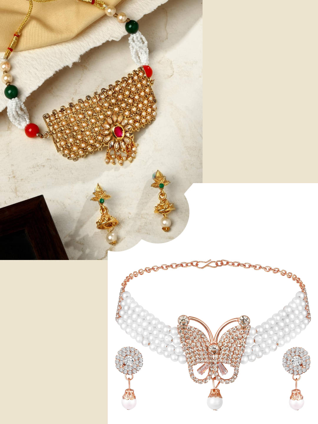     			Asmitta Jewellery Multi Color Alloy Necklace Set ( Pack of 2 )