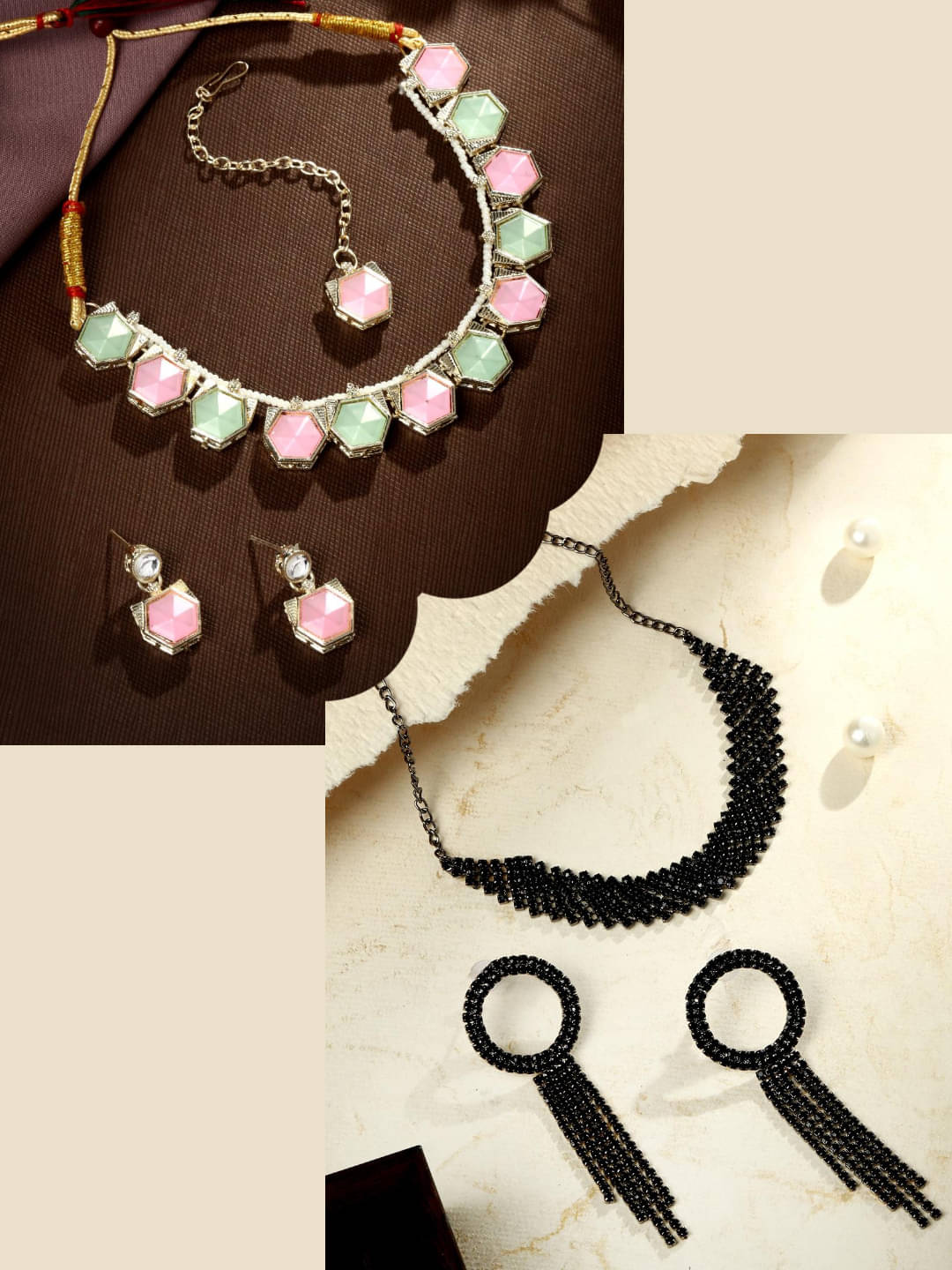     			Asmitta Jewellery Multi Color Alloy Necklace Set ( Pack of 2 )
