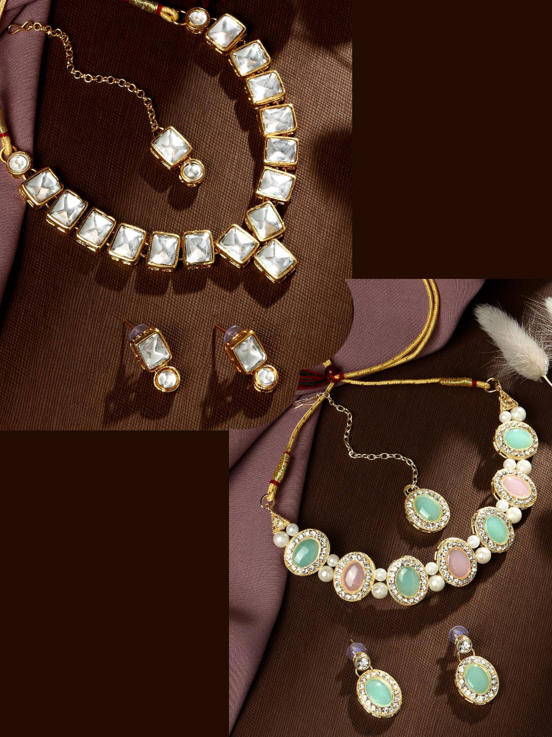     			Asmitta Jewellery Multi Color Alloy Necklace Set ( Pack of 2 )