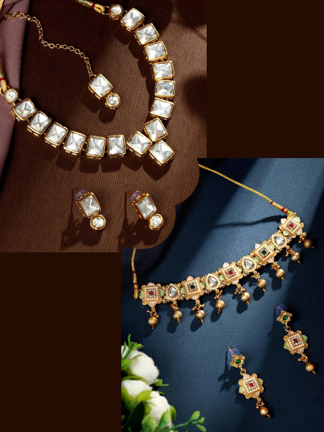     			Asmitta Jewellery Multi Color Alloy Necklace Set ( Pack of 2 )