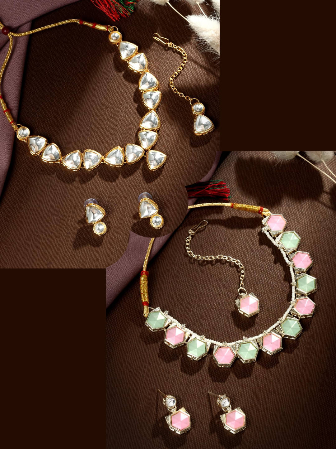     			Asmitta Jewellery Multi Color Alloy Necklace Set ( Pack of 2 )