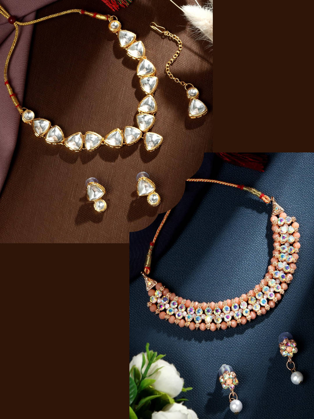     			Asmitta Jewellery Multi Color Alloy Necklace Set ( Pack of 2 )