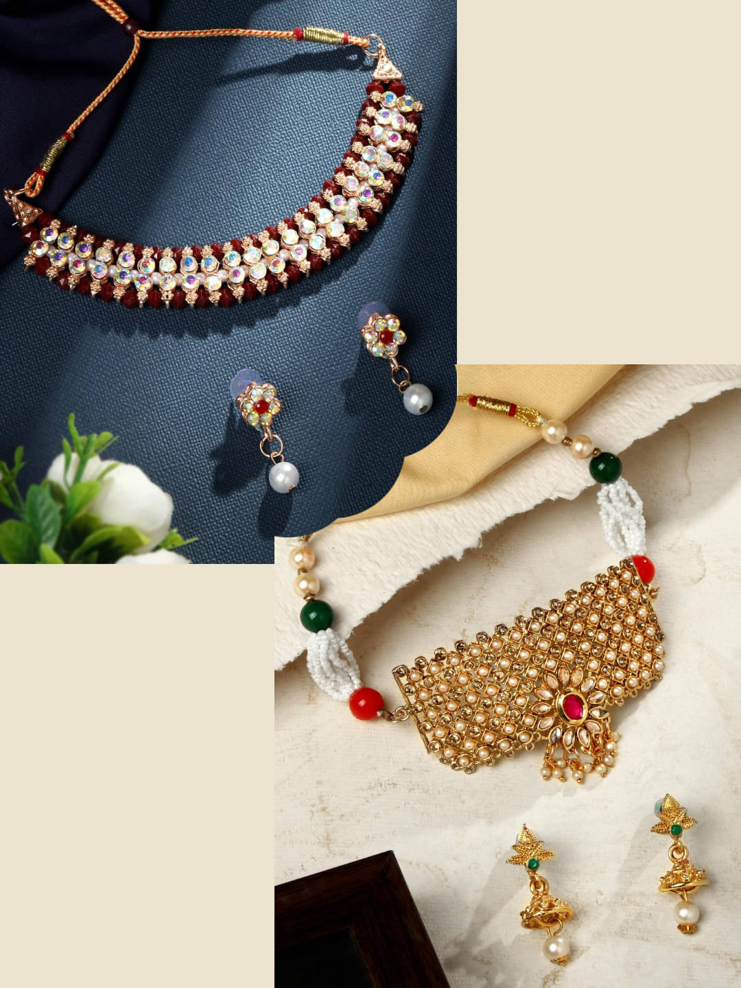     			Asmitta Jewellery Multi Color Alloy Necklace Set ( Pack of 2 )