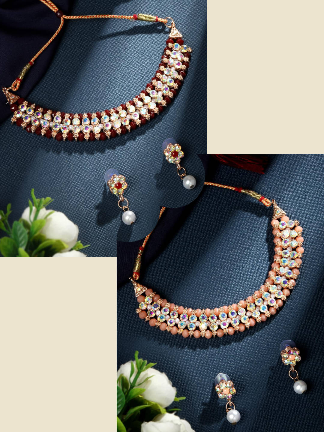     			Asmitta Jewellery Multi Color Alloy Necklace Set ( Pack of 2 )