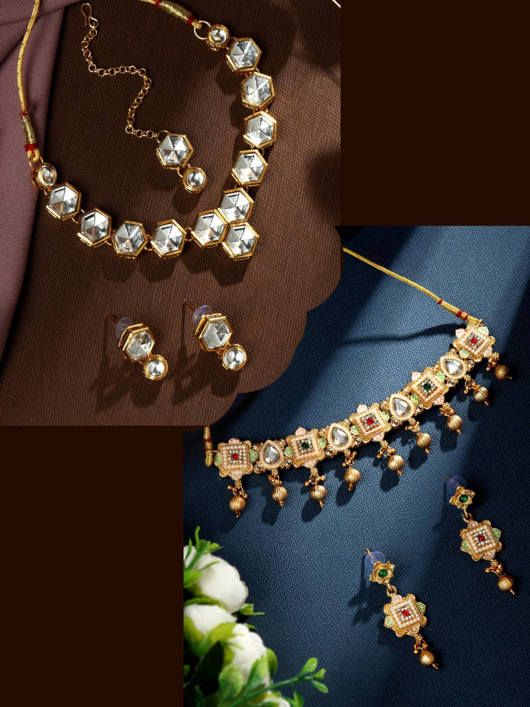     			Asmitta Jewellery Multi Color Alloy Necklace Set ( Pack of 2 )
