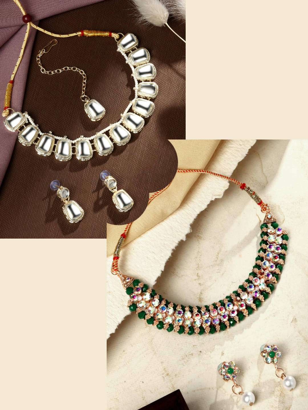 Asmitta Jewellery Multi Color Alloy Necklace Set ( Pack of 2 ) Asmitta Jewellery Multi Color Alloy Necklace Set ( Pack of 2 )