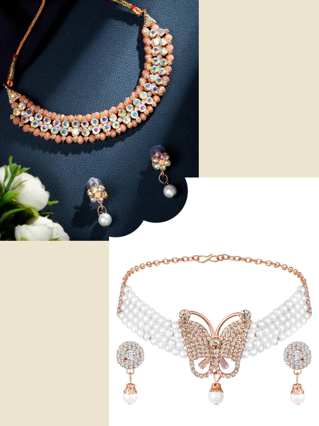     			Asmitta Jewellery Multi Color Alloy Necklace Set ( Pack of 2 )