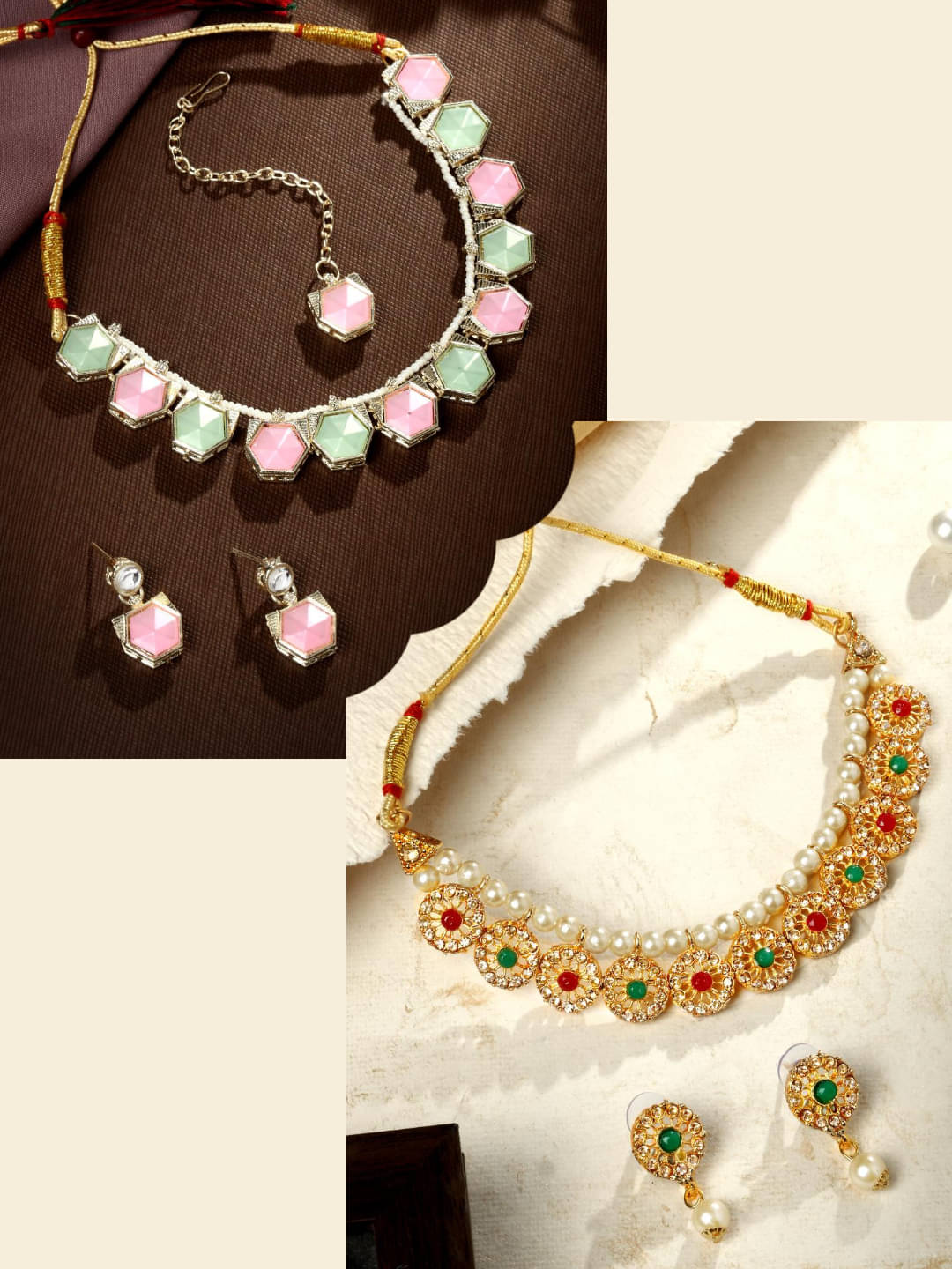 Asmitta Jewellery Multi Color Alloy Necklace Set ( Pack of 2 ) Asmitta Jewellery Multi Color Alloy Necklace Set ( Pack of 2 )
