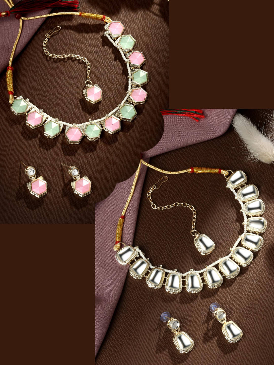 Asmitta Jewellery Multi Color Alloy Necklace Set ( Pack of 2 ) Asmitta Jewellery Multi Color Alloy Necklace Set ( Pack of 2 )
