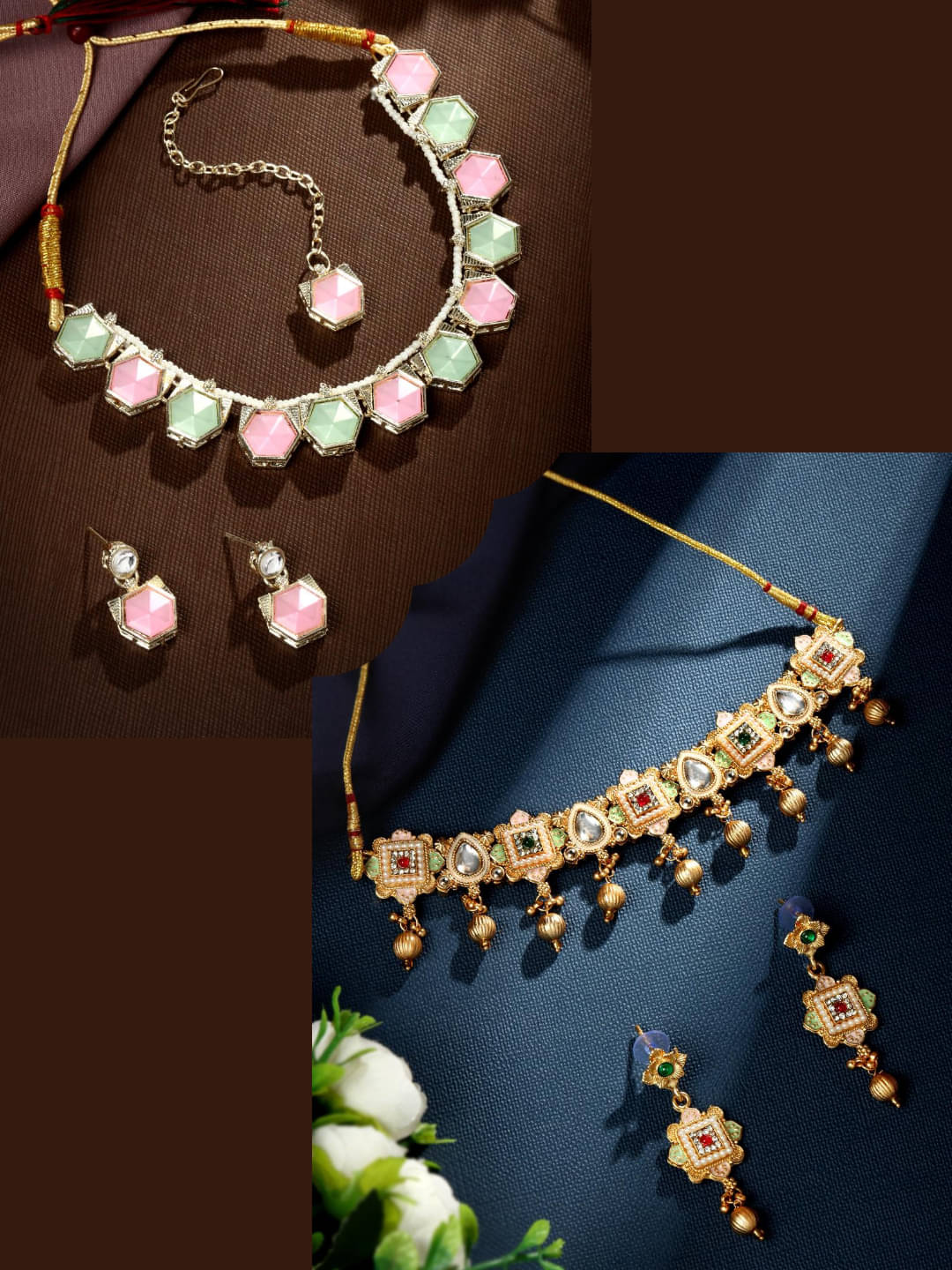     			Asmitta Jewellery Multi Color Alloy Necklace Set ( Pack of 2 )