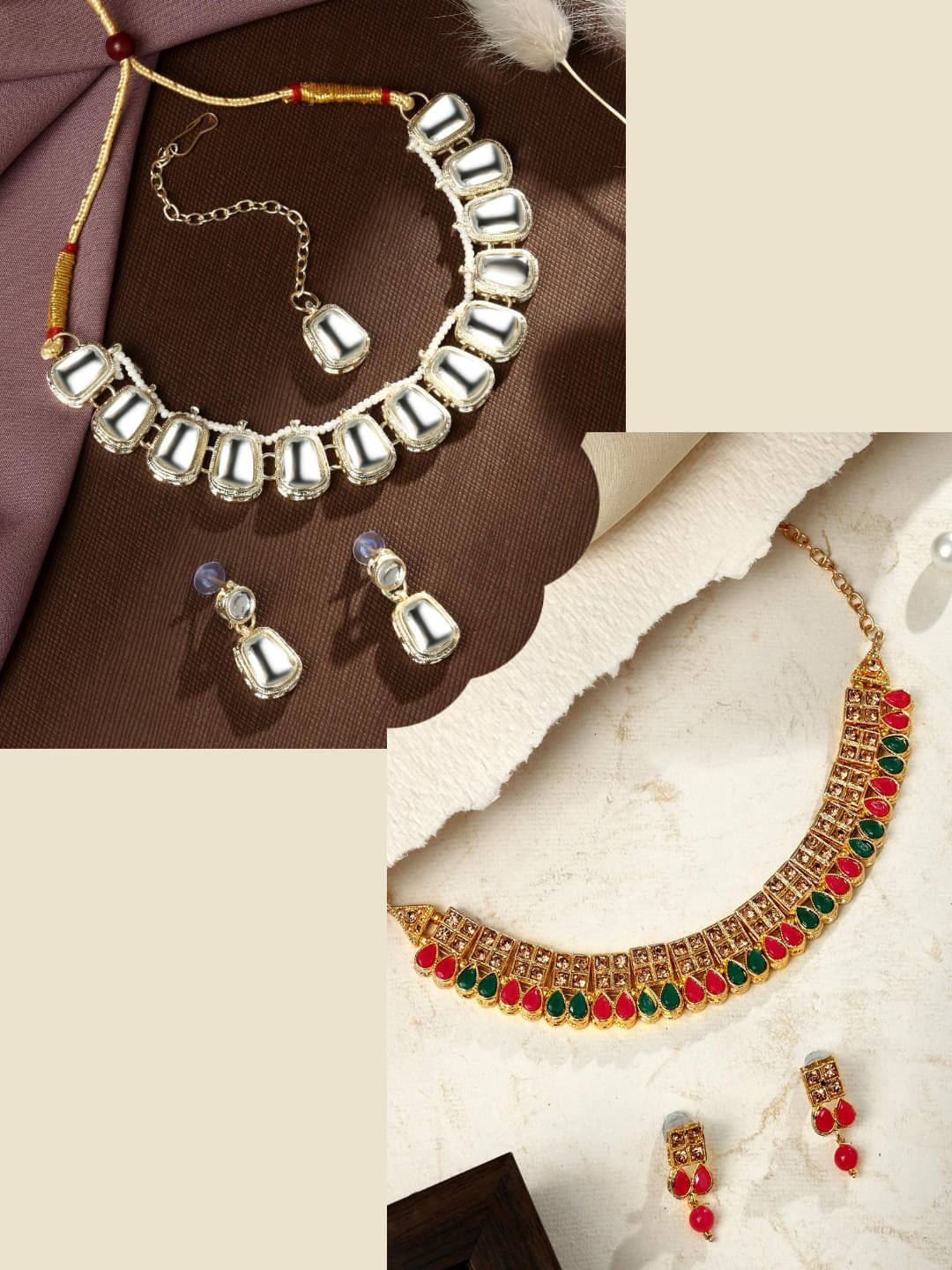     			Asmitta Jewellery Multi Color Alloy Necklace Set ( Pack of 2 )