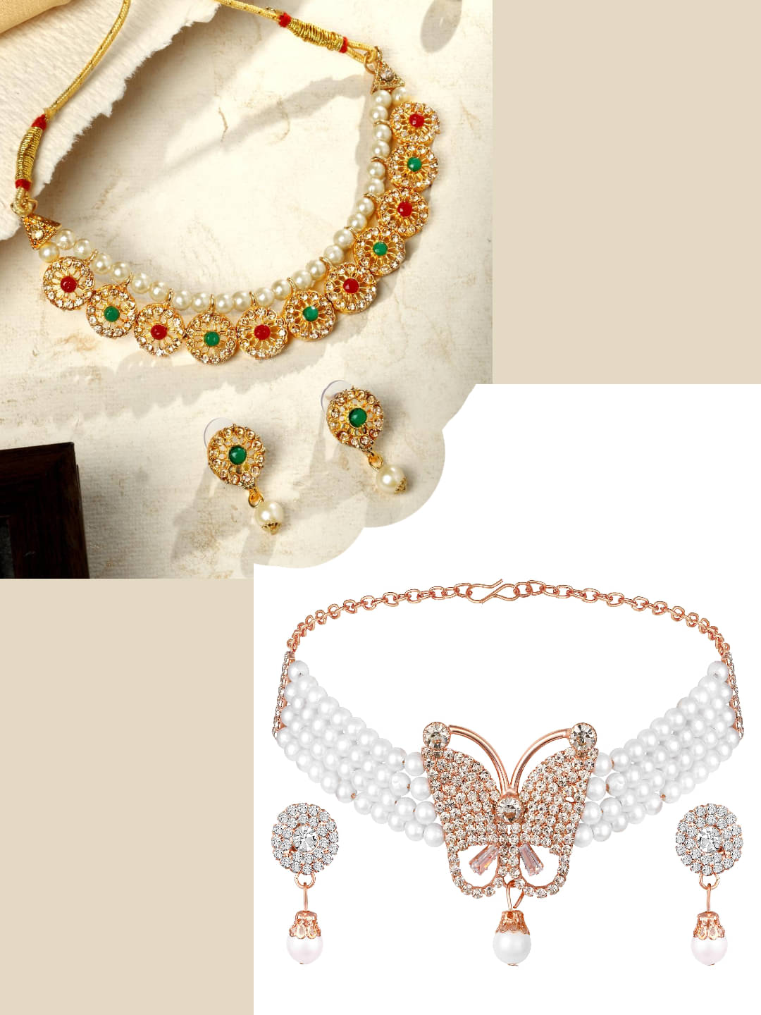 Asmitta Jewellery Multi Color Alloy Necklace Set ( Pack of 2 ) Asmitta Jewellery Multi Color Alloy Necklace Set ( Pack of 2 )