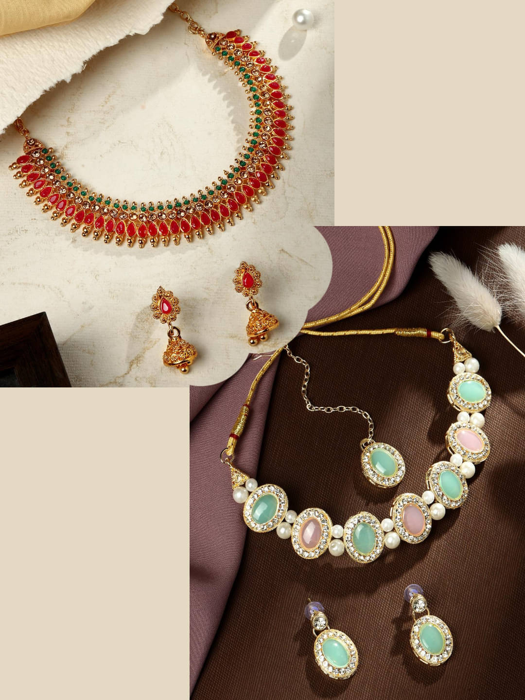 Asmitta Jewellery Multi Color Alloy Necklace Set ( Pack of 2 ) Asmitta Jewellery Multi Color Alloy Necklace Set ( Pack of 2 )