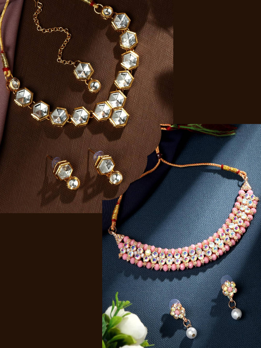    			Asmitta Jewellery Multi Color Alloy Necklace Set ( Pack of 2 )