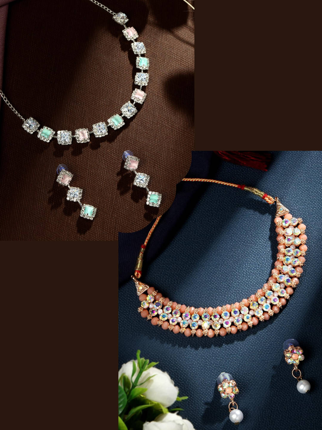 Asmitta Jewellery Multi Color Alloy Necklace Set ( Pack of 2 ) Asmitta Jewellery Multi Color Alloy Necklace Set ( Pack of 2 )