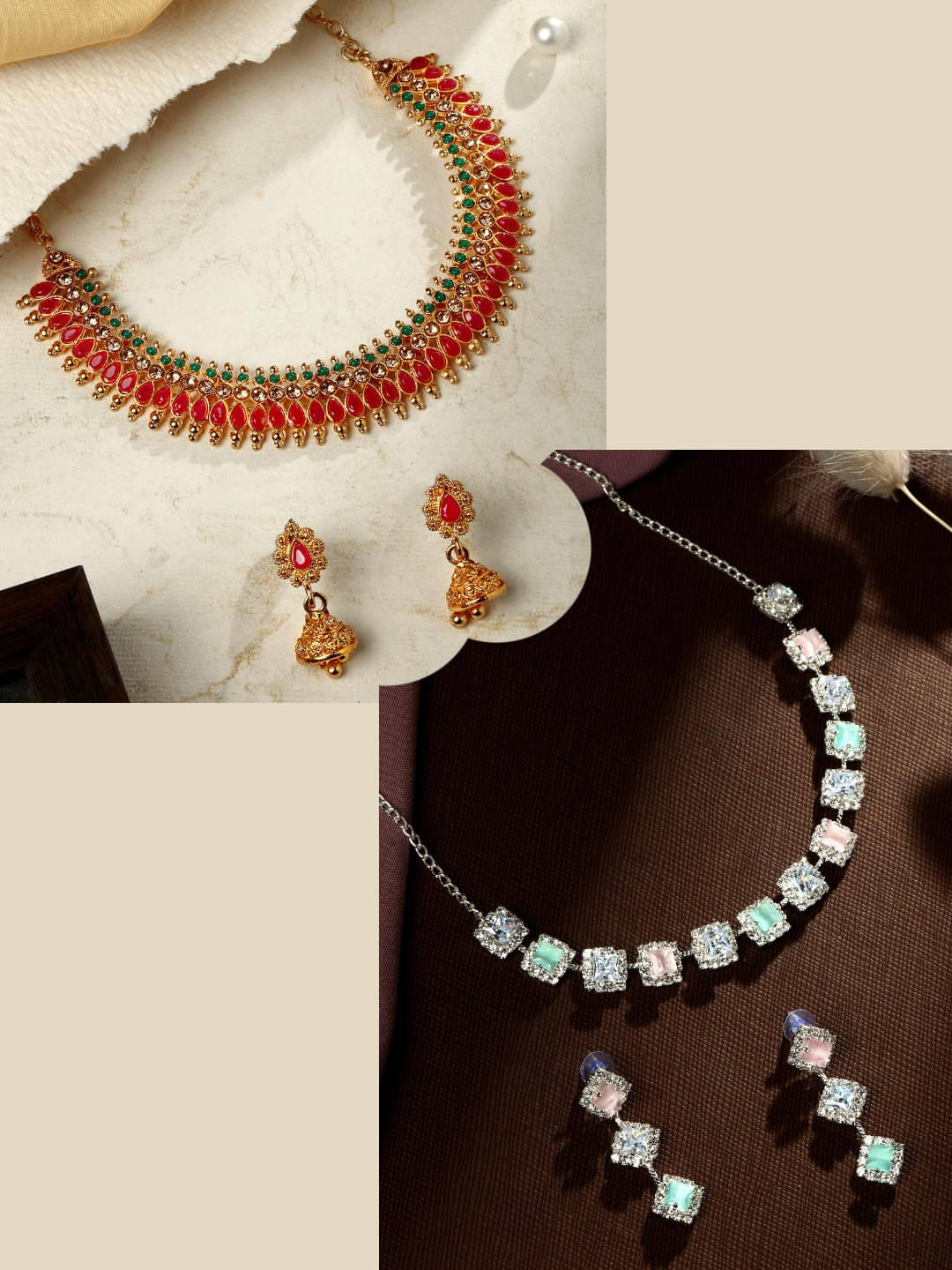     			Asmitta Jewellery Multi Color Alloy Necklace Set ( Pack of 2 )