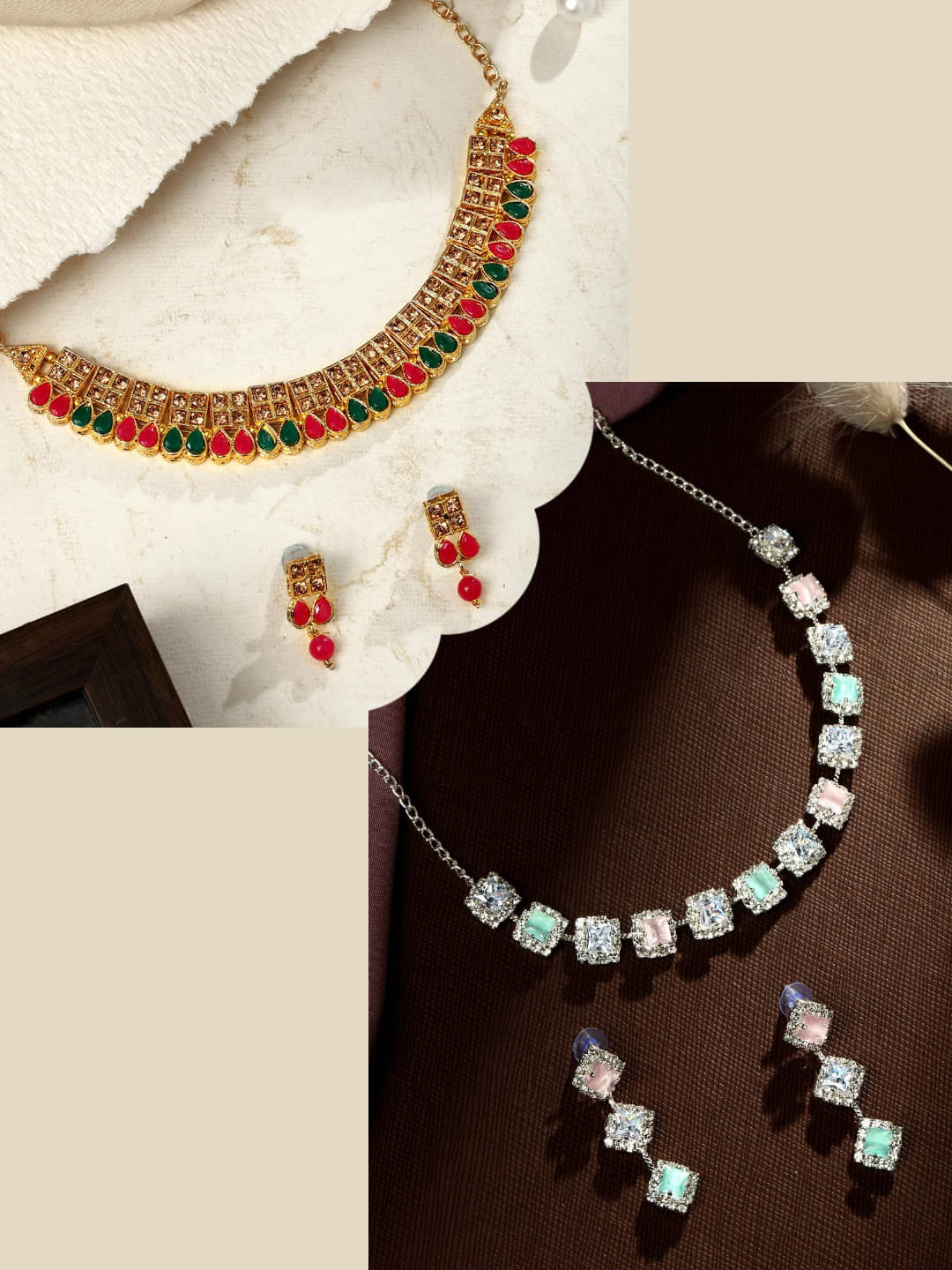 Asmitta Jewellery Multi Color Alloy Necklace Set ( Pack of 2 ) Asmitta Jewellery Multi Color Alloy Necklace Set ( Pack of 2 )