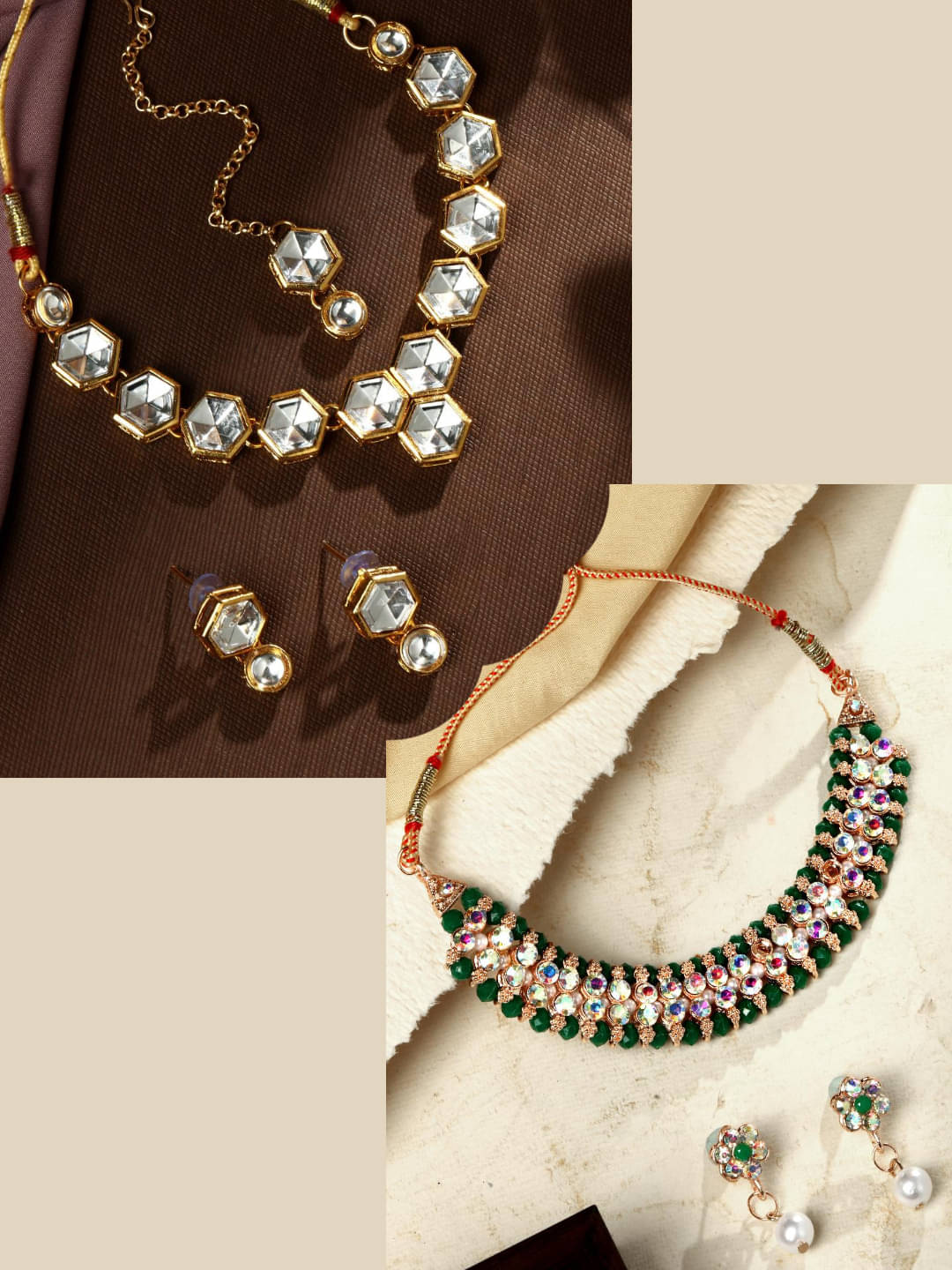     			Asmitta Jewellery Multi Color Alloy Necklace Set ( Pack of 2 )