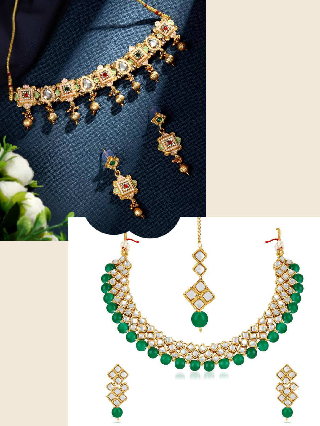     			Asmitta Jewellery Multi Color Alloy Necklace Set ( Pack of 2 )