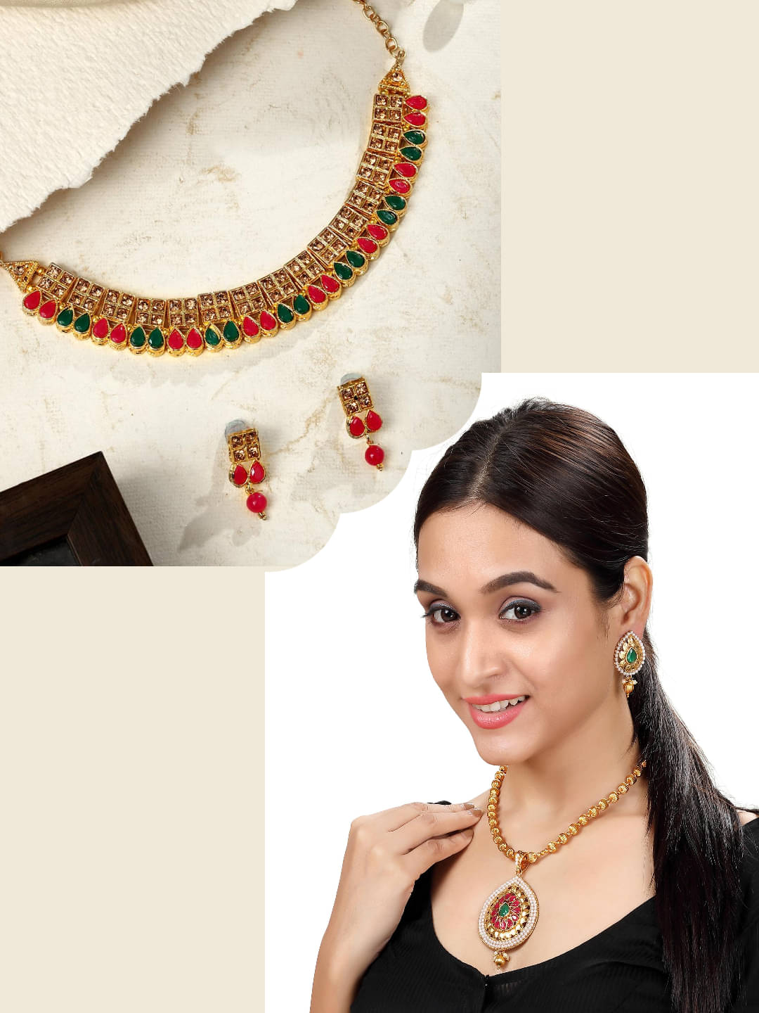 Asmitta Jewellery Multi Color Alloy Necklace Set ( Pack of 2 ) Asmitta Jewellery Multi Color Alloy Necklace Set ( Pack of 2 )