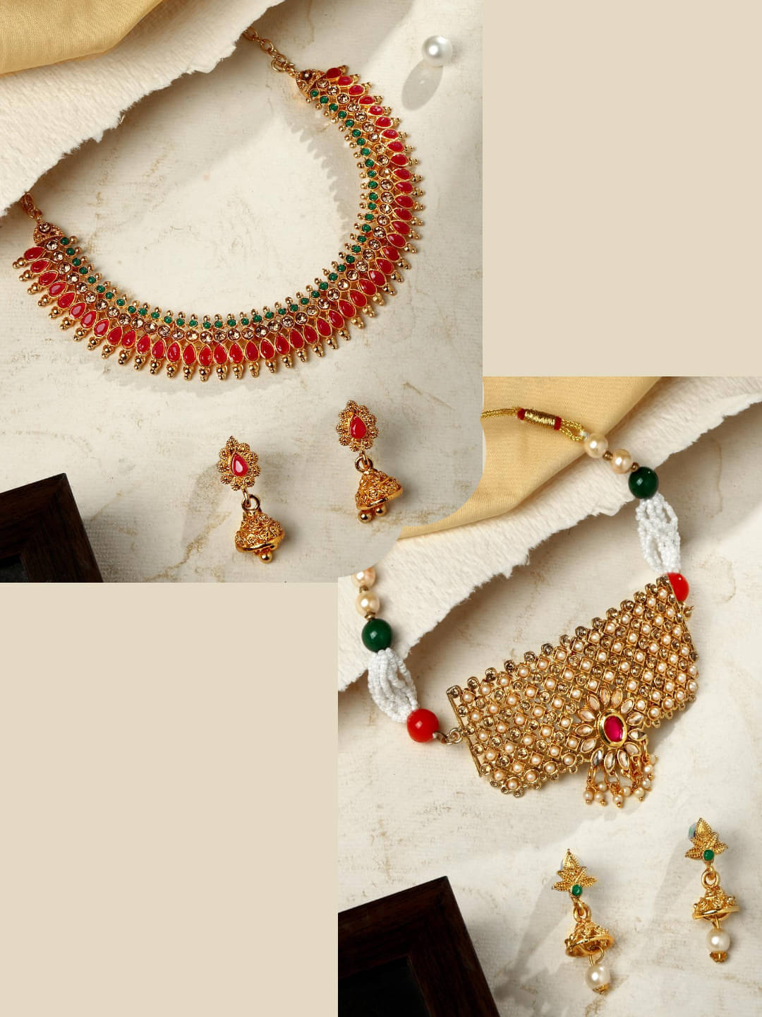     			Asmitta Jewellery Multi Color Alloy Necklace Set ( Pack of 2 )