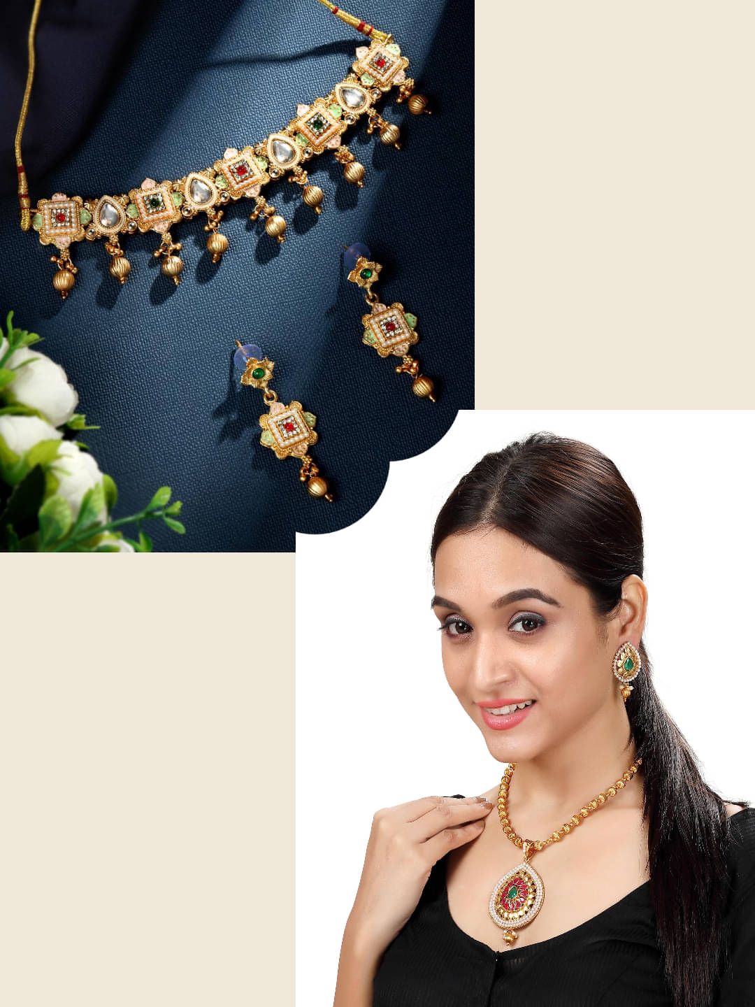 Asmitta Jewellery Multi Color Alloy Necklace Set ( Pack of 2 ) Asmitta Jewellery Multi Color Alloy Necklace Set ( Pack of 2 )