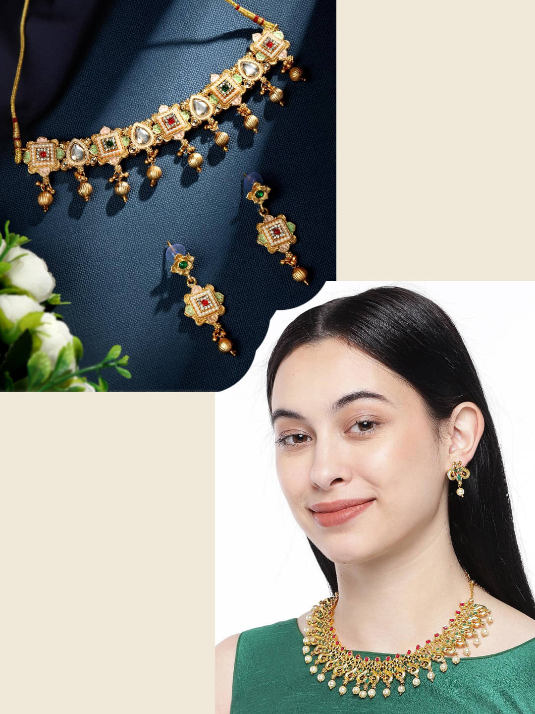     			Asmitta Jewellery Multi Color Alloy Necklace Set ( Pack of 2 )