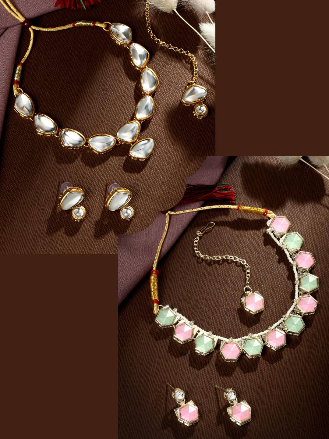     			Asmitta Jewellery Multi Color Alloy Necklace Set ( Pack of 2 )