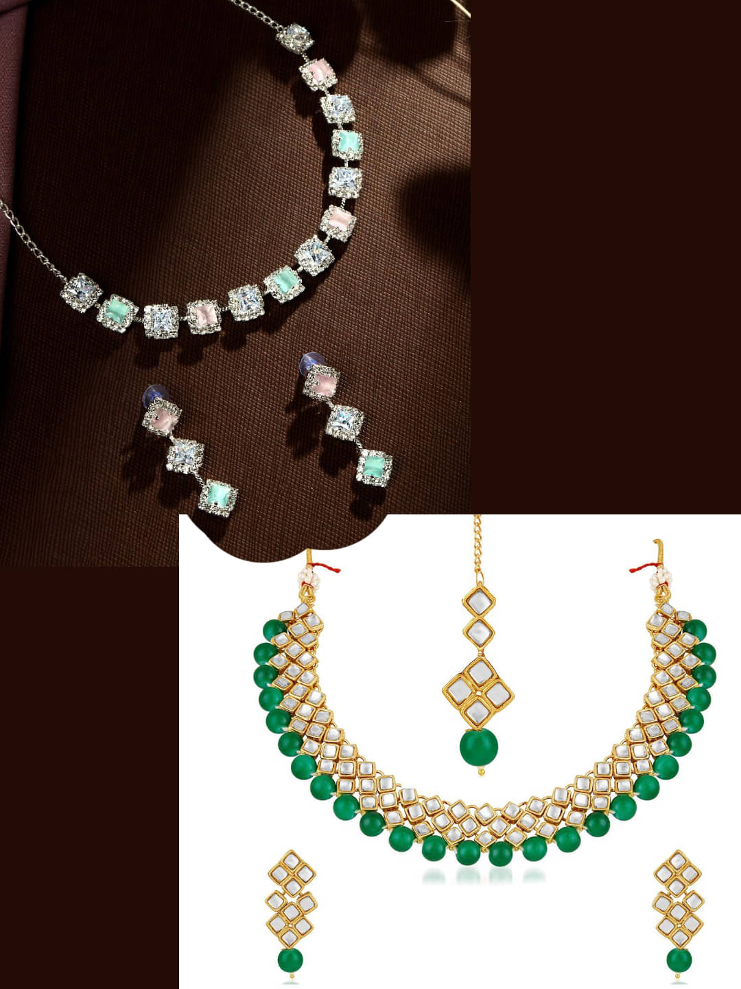     			Asmitta Jewellery Multi Color Alloy Necklace Set ( Pack of 2 )